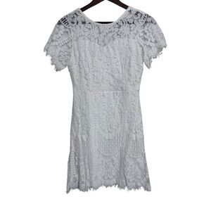 MSLG Elegant White Lace Midi Dress
